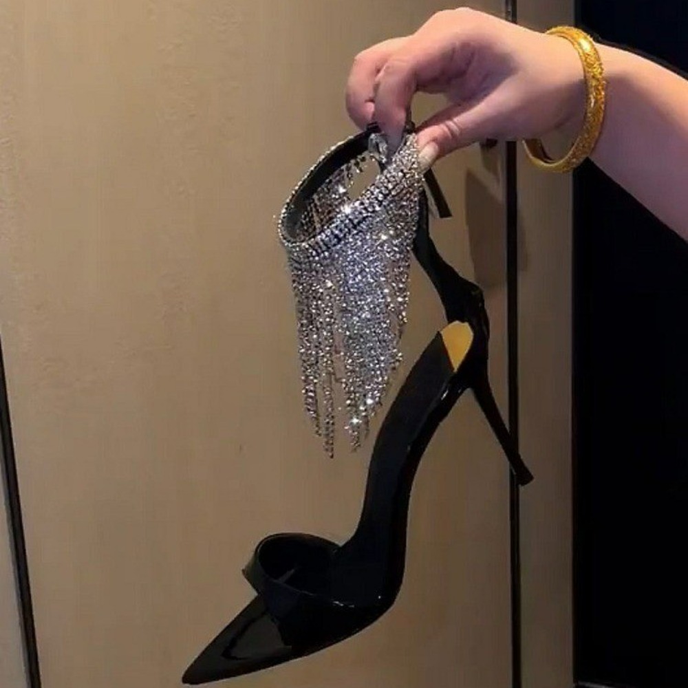 Rhinestone Sandal Women - 2026 New Fashion Crystal Tassels Woman