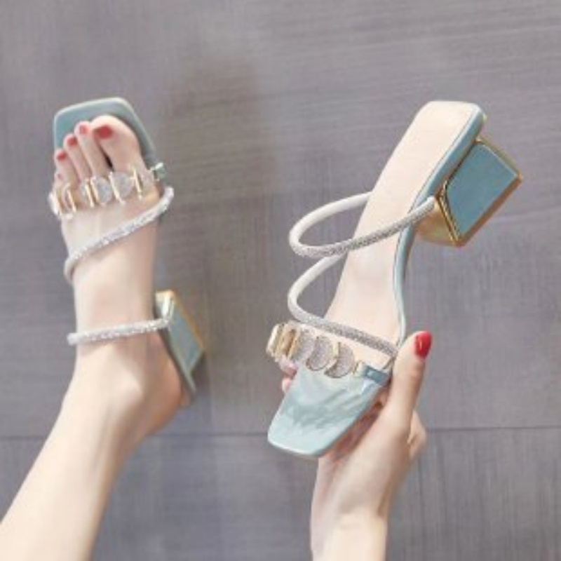 Rhinestone Sandal Women - Women Summer Rhinestone Clear Strap Sandals