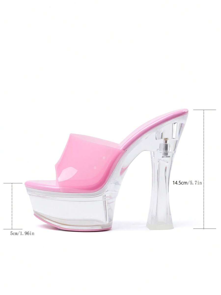 Womens Clear Block Chunky High - огляд і ціна Clear Strap Heel