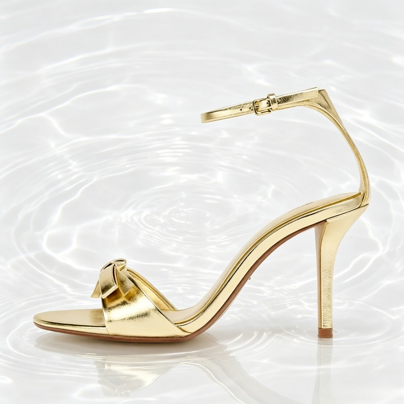 Elegant Golden Bow Brand High  - огляд і ціна Metallic Heel Sandal