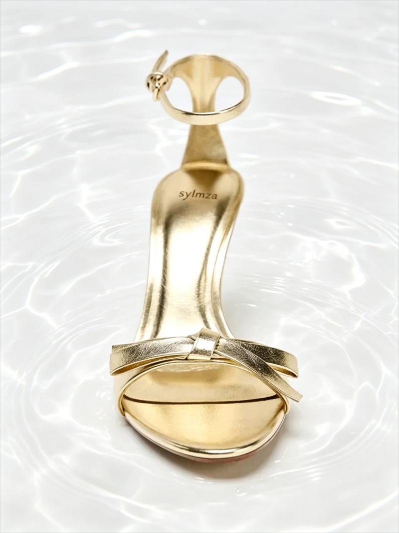 Elegant Golden Bow Brand High  - огляд і ціна Metallic Heel Sandal