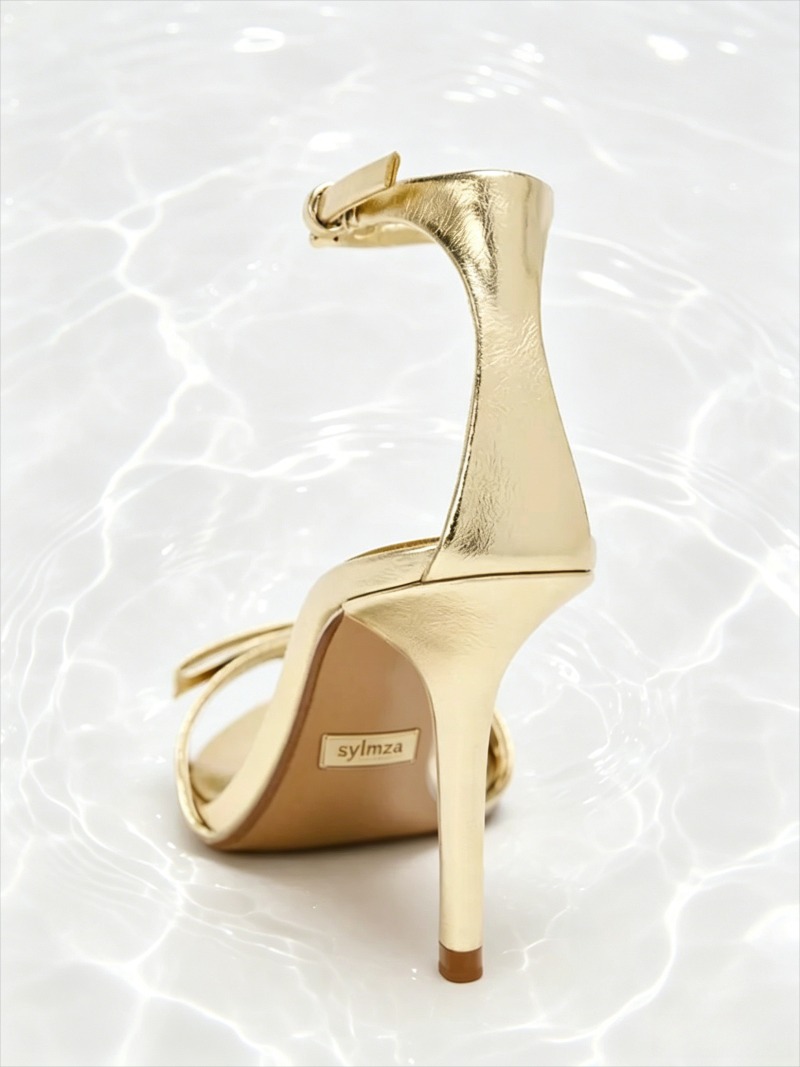 Elegant Golden Bow Brand High  - огляд і ціна Metallic Heel Sandal