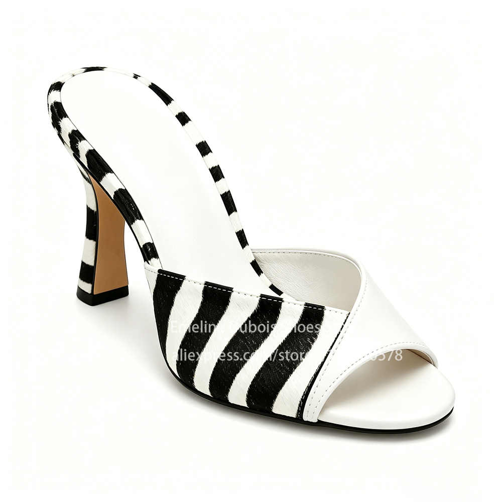 Zebra Print Peep Toe Mid Heel  - огляд і ціна Women'S Shoes Kitten Heels