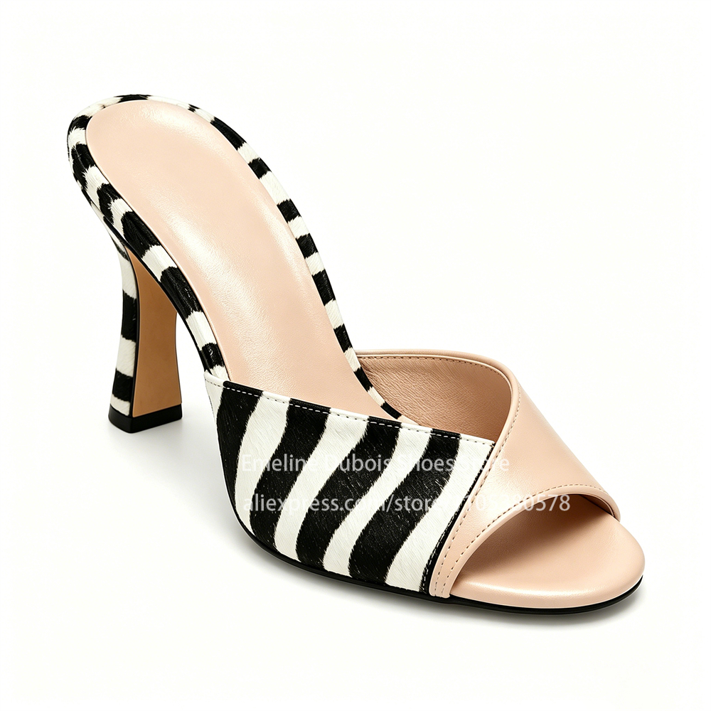 Zebra Print Peep Toe Mid Heel  - огляд і ціна Women'S Shoes Kitten Heels