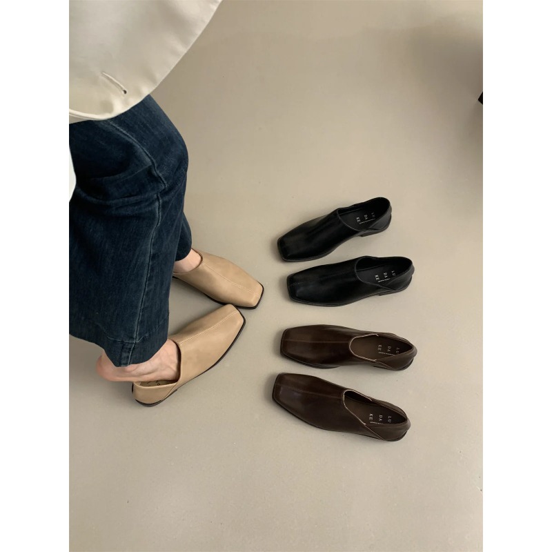 Retro Square Head Flat Leather - огляд і ціна Women Shoes For Winter