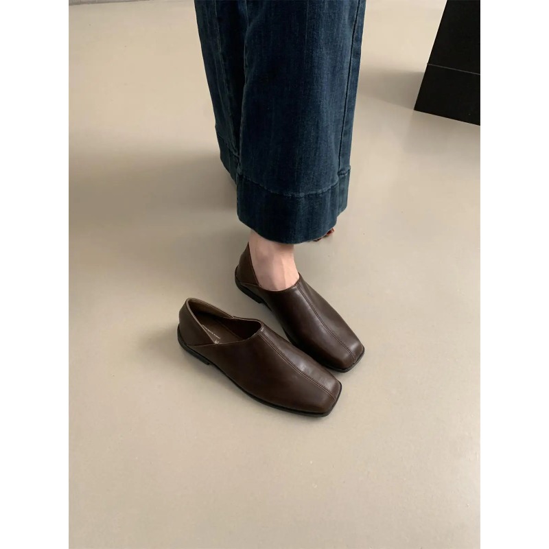 Retro Square Head Flat Leather - огляд і ціна Women Shoes For Winter