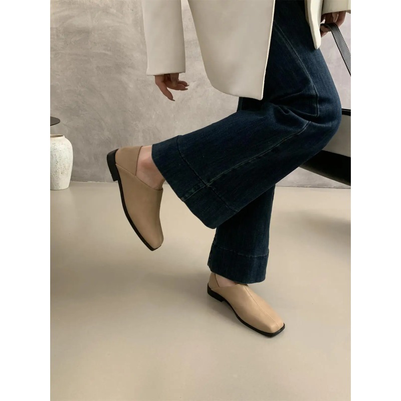 Retro Square Head Flat Leather - огляд і ціна Women Shoes For Winter