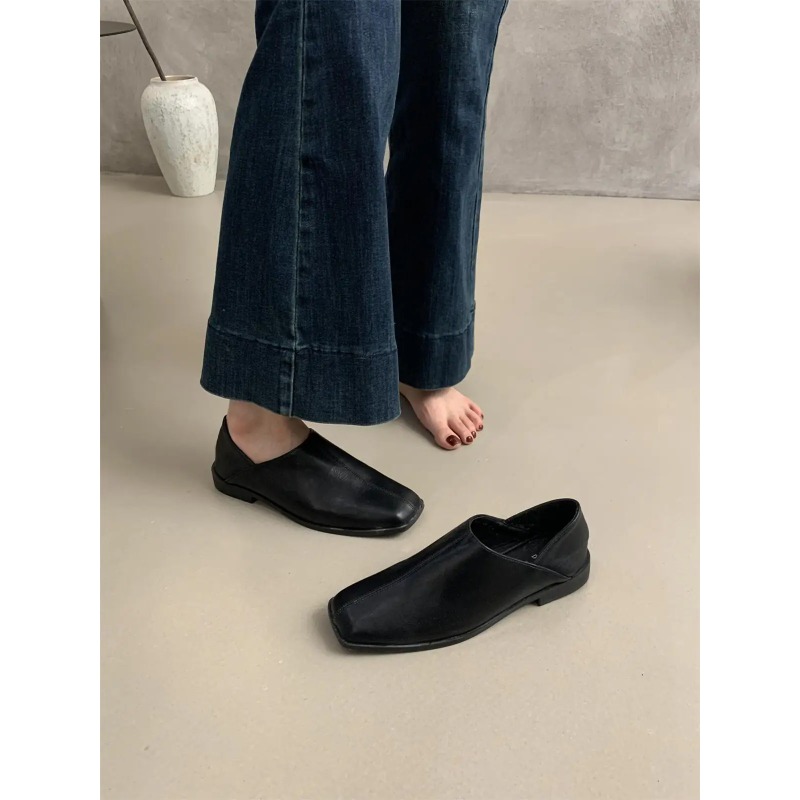 Retro Square Head Flat Leather - огляд і ціна Women Shoes For Winter