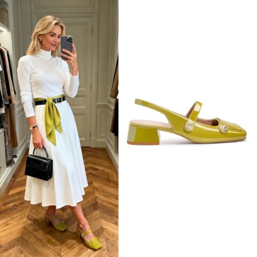 Slingback Mary Jane Heels for  - огляд і ціна Low Block Heel Pump