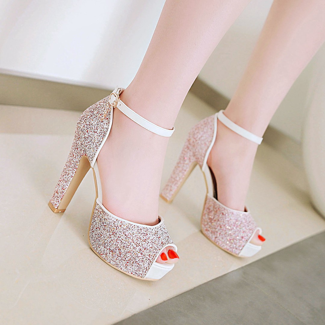 White Wedding Party Women Plat - огляд і ціна Metallic Heel Sandal
