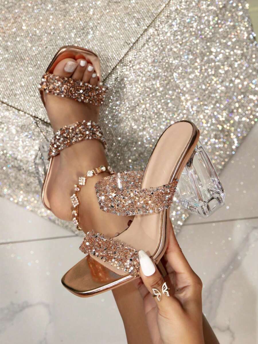 Women Open Toe High Heels With - огляд і ціна Clear Strap Heel