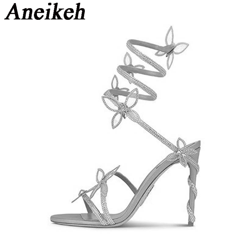 Aneikeh Shiny Crystal Rhinesto - огляд і ціна Metallic Heel Sandal