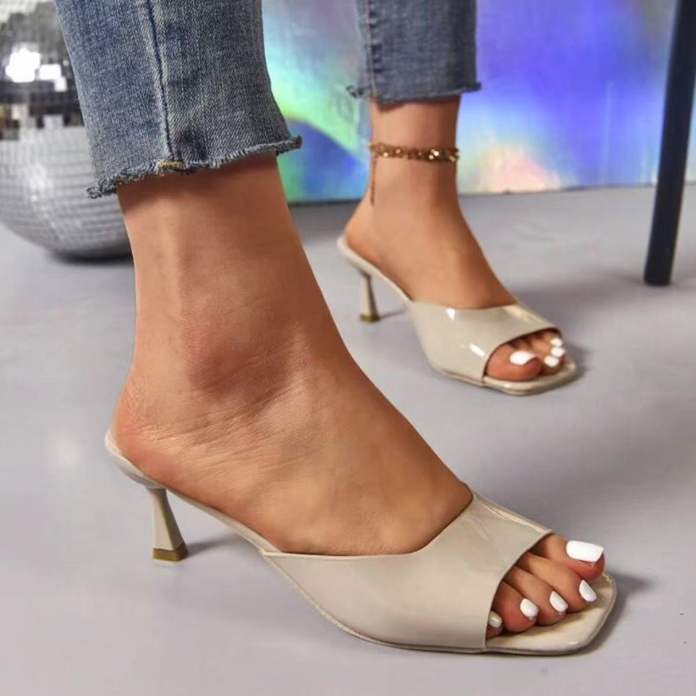 Fashion Fish Mouth Slippers Su - огляд і ціна Metallic Heel Sandal