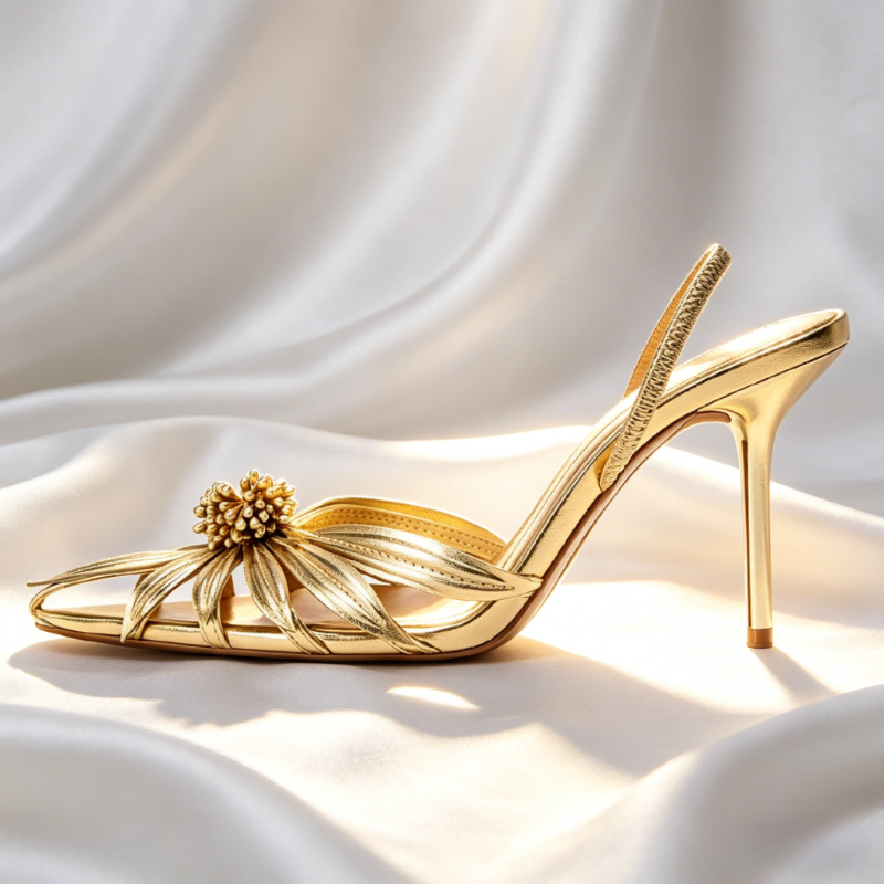 Luxury Gold Floral Detail Slin - огляд і ціна Metallic Heel Sandal