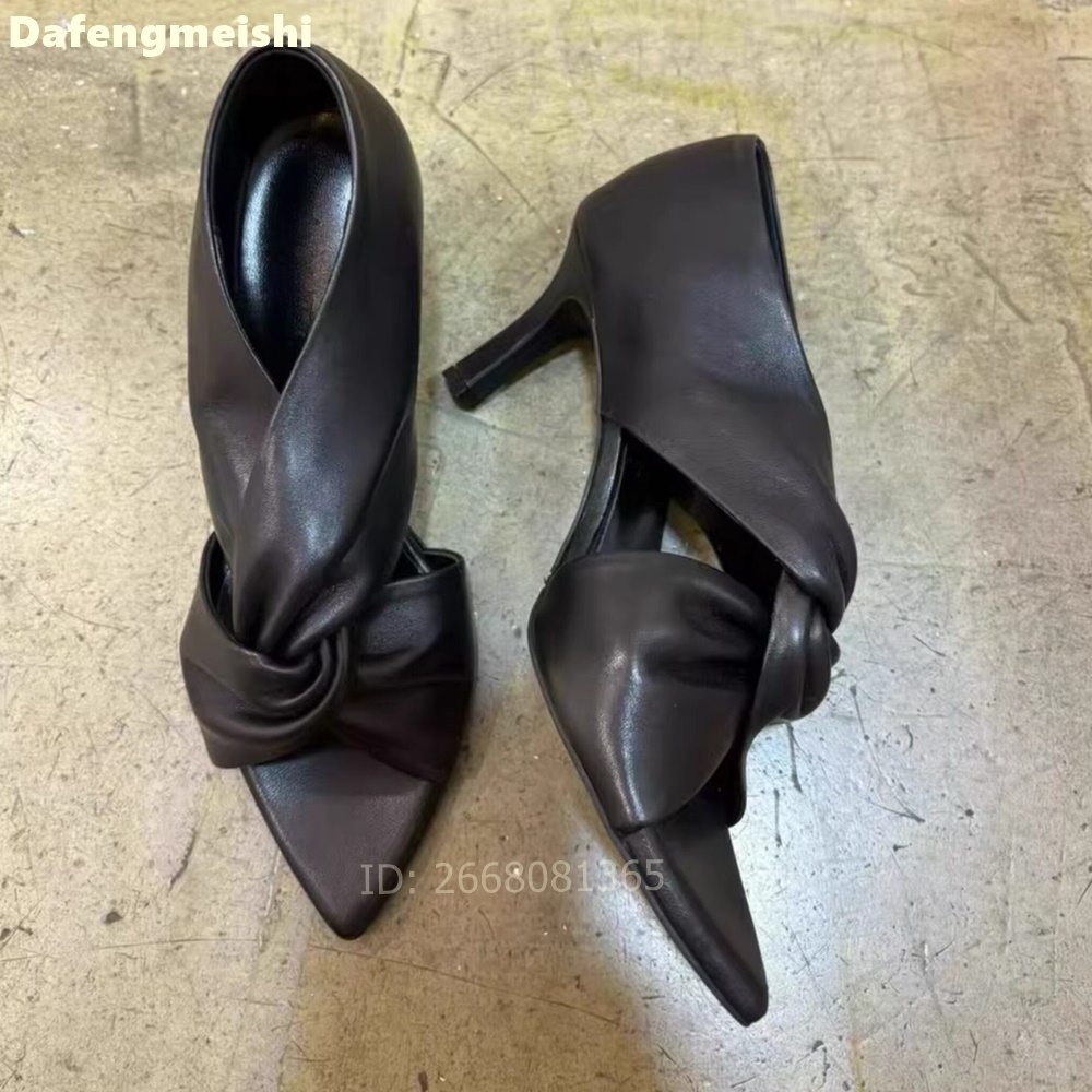 Women Black Leather Twisted Kn - огляд і ціна Women'S Shoes Kitten Heels