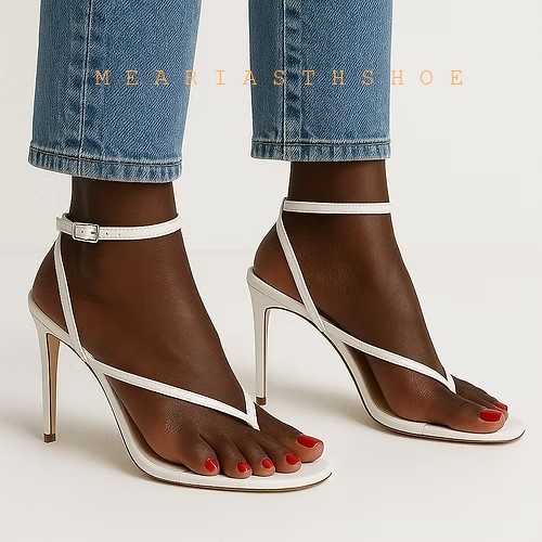 Beige Black Cross Straps Flip- - огляд і ціна Clear Strap Heel