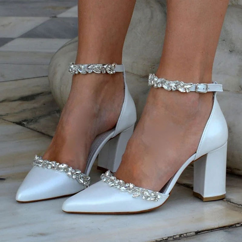 Pointed High Heel Thick Heel S - огляд і ціна Rhinestone Sandal Women