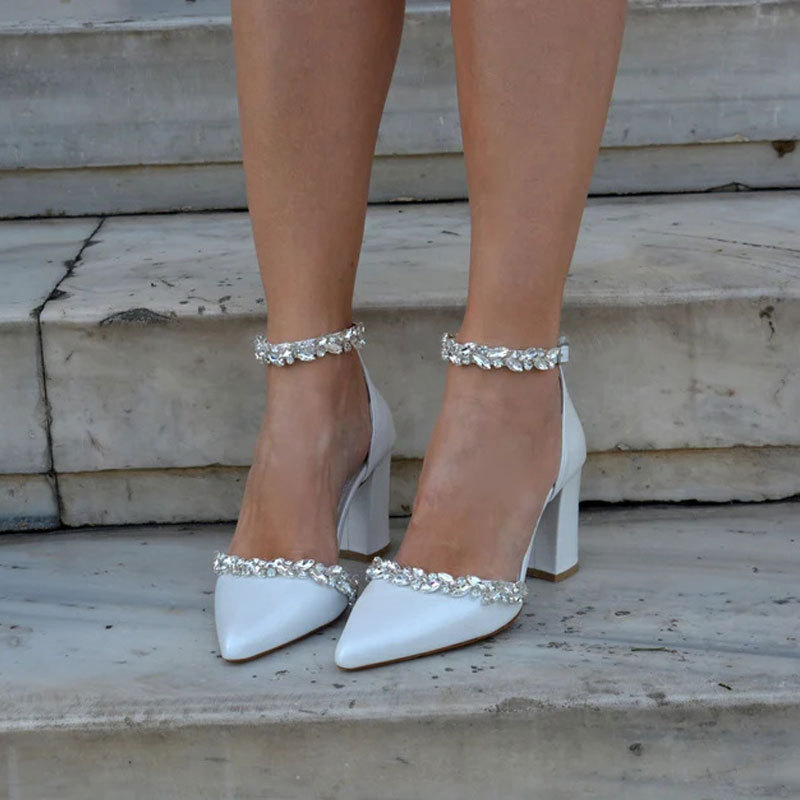 Pointed High Heel Thick Heel S - огляд і ціна Rhinestone Sandal Women