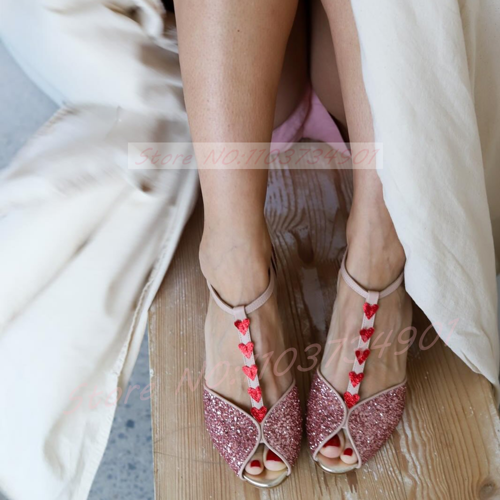 Pink Glitter Heart-Shaped Heel - огляд і ціна Metallic Heel Sandal