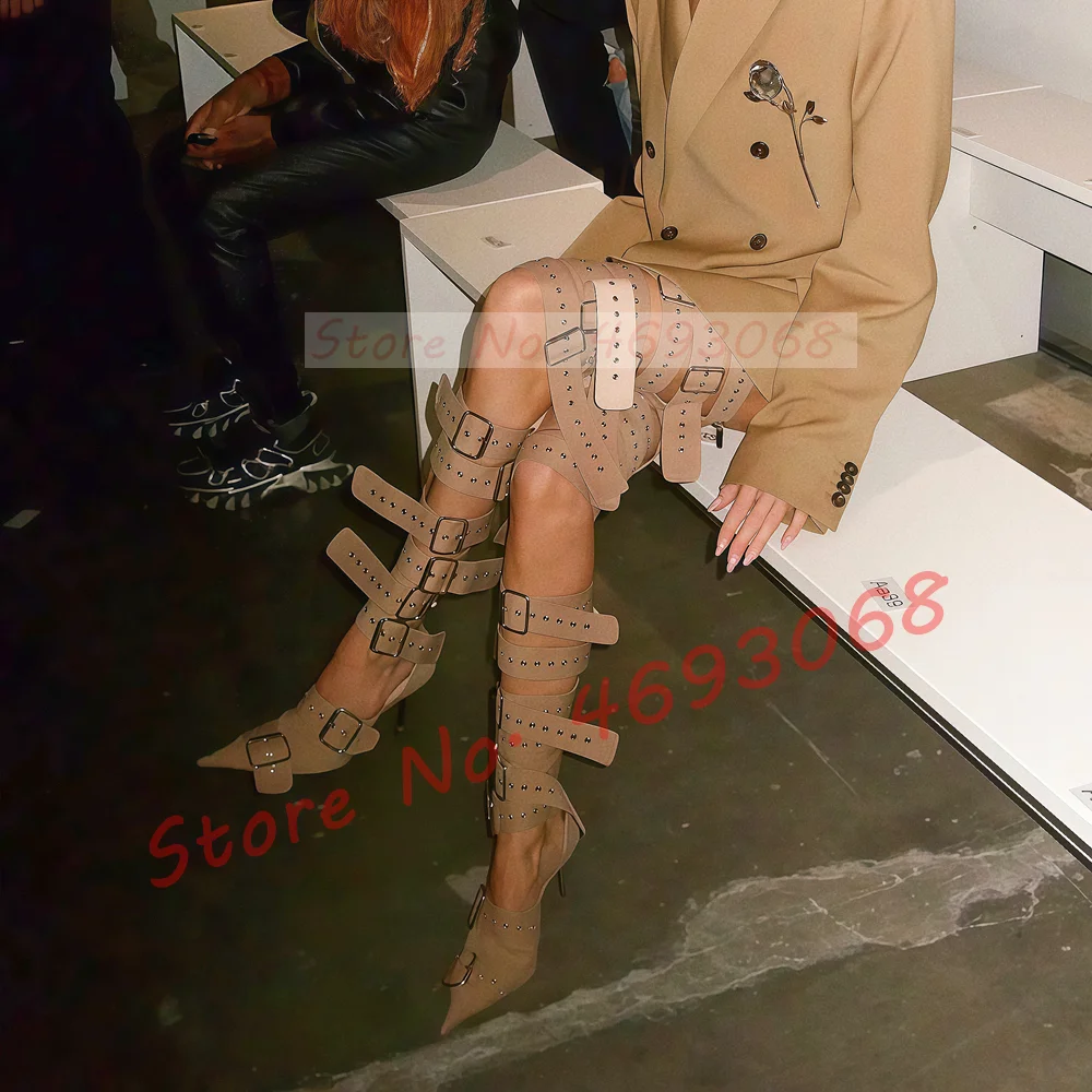 Nude Buckle Strap Thigh High S - огляд і ціна Metallic Heel Sandal