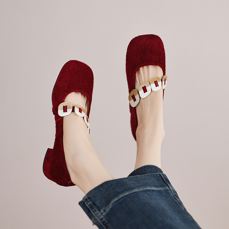 Women Mary Jane Flats Cow Sued - огляд і ціна Low Block Heel Pump
