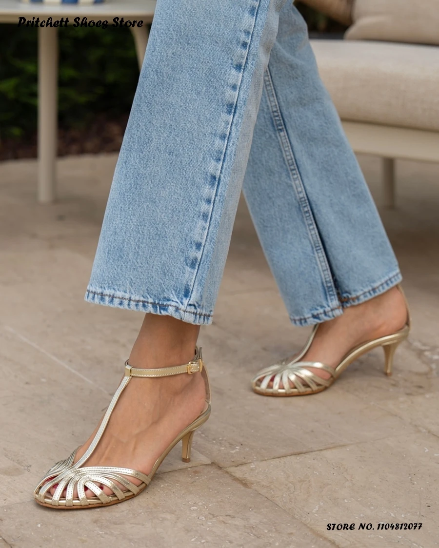 Women's Metallic T-strap Mid H - огляд і ціна Metallic Heel Sandal