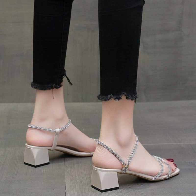 Women's Square Toe Rhinestone  - огляд і ціна Rhinestone Sandal Women
